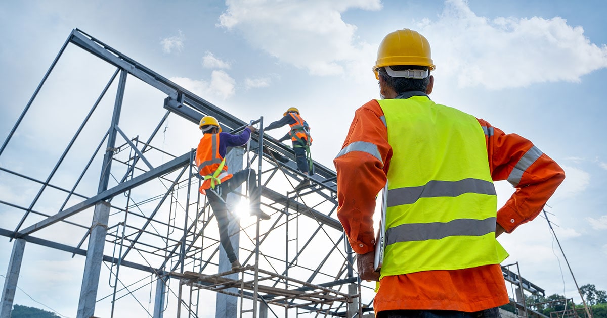 Construction workers on site
